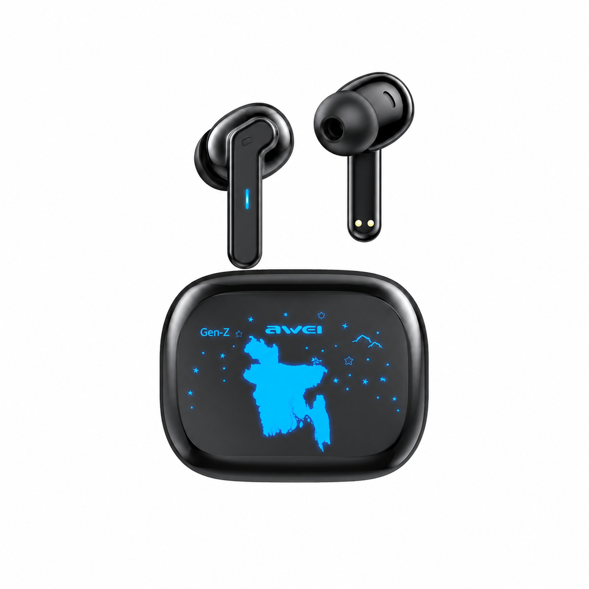 Awei T53 ANC True Wireless Earbuds – Bluetooth 5.3 TWS with -35dB Active Noise Cancellation, 10mm Drivers, RGB Breathing Light & 30H Battery
