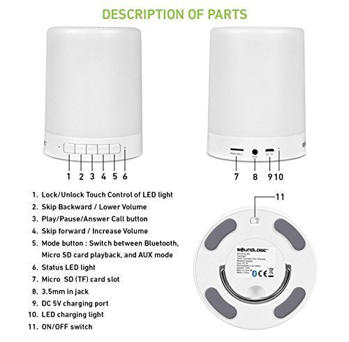 Touch Lamp Portable Bluetooth Speaker – Smart Touch Color-Changing Night Light, 3 Brightness Levels, 3W Speaker, TF Card & AUX Support with 800mAh Battery