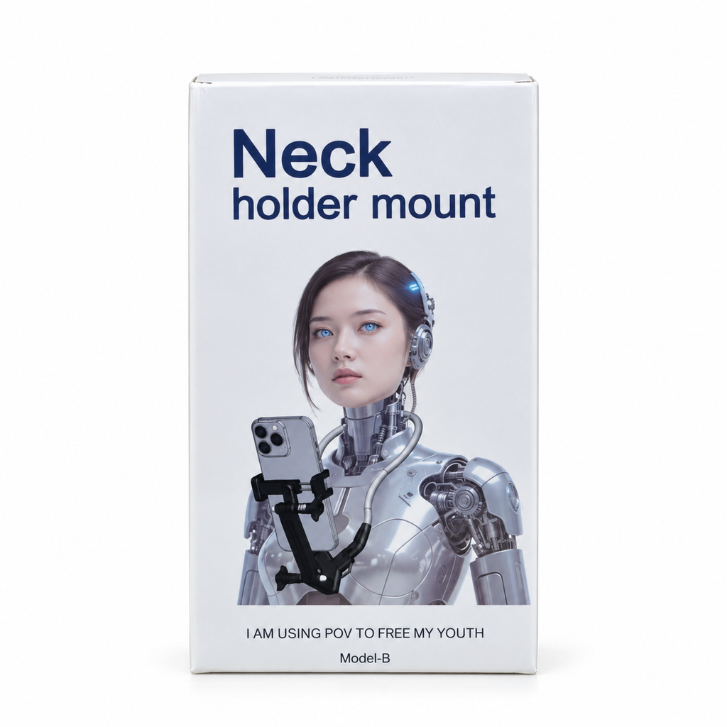 Hands-Free Magnetic & Flexible Neck Phone Holder Mount – 180° Adjustable POV Vlogging Bracket for Bike Riding, Unboxing, Cooking & Travel Recording
