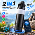 2-in-1 Portable Wireless Bluetooth Speaker & Water Bottle (550ml) – Leak-Proof Lifestyle Gadget with Hand Strap for Sports, Gym & Outdoor Travel