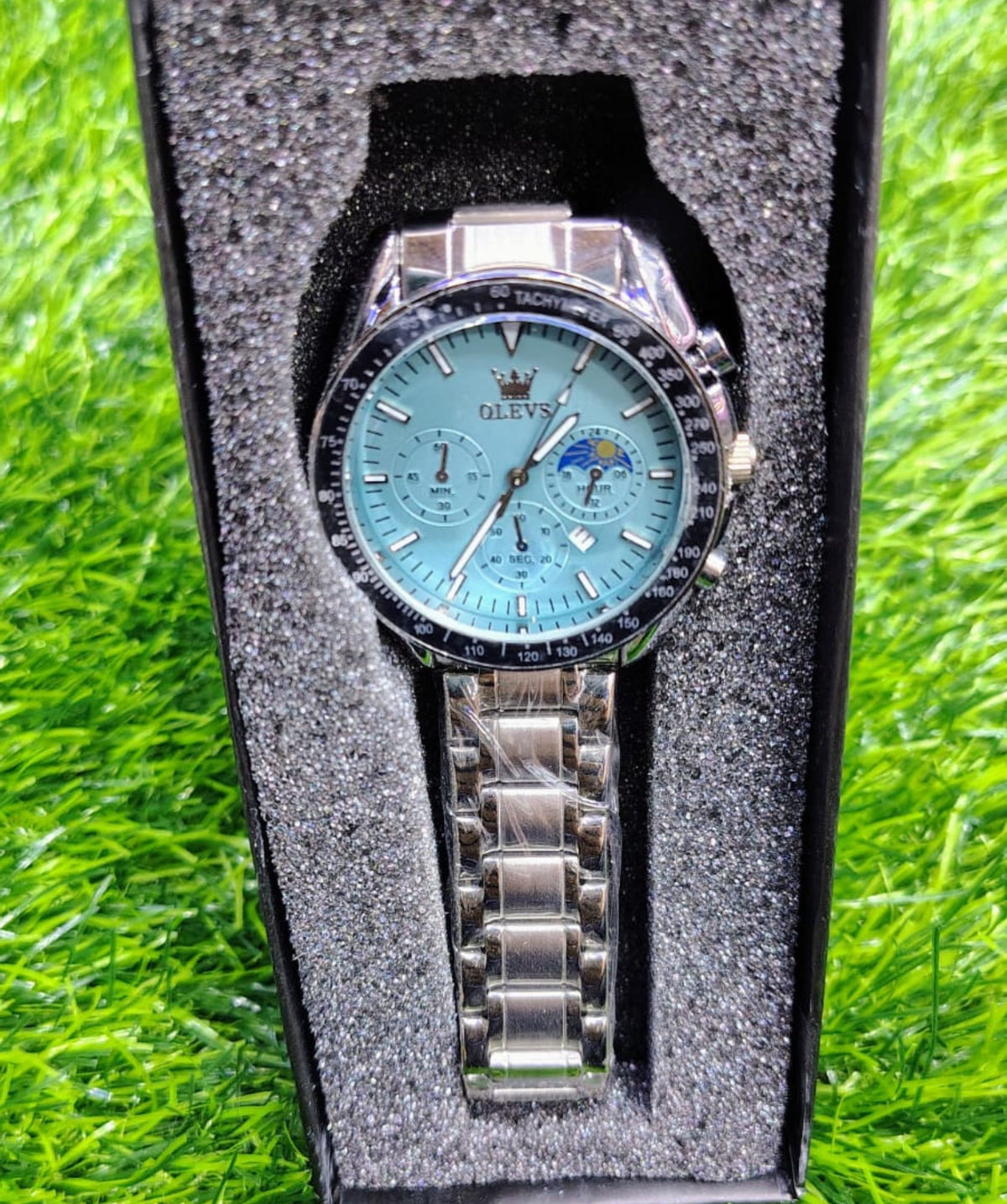 Butter Fly Lock  OLEVS Watch for mens (stell chain  paste dial )