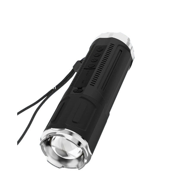 Deepartner Portable Bluetooth Outdoor Speaker – Wireless Mini Speaker with Zoomable Flashlight, 4 Dimming Modes, FM Radio & Long-Lasting Battery (140g)