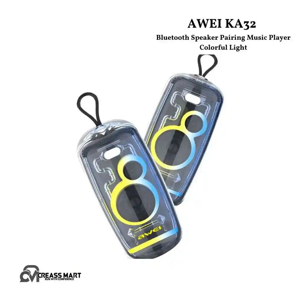 Awei KA32 Portable Wireless Bluetooth Speaker – 20W Dual Speakers, Bluetooth 5.3, IPX4 Waterproof, TWS Stereo & RGB Colorful Lights