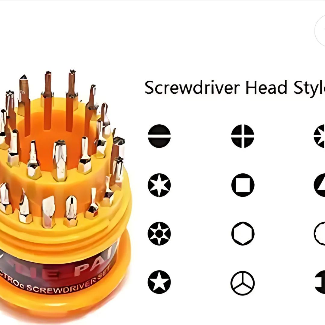 JACKLY JK-6036 31-in-1 Precision Screwdriver Set – Multi-Function Magnetic Tool Kit with 30 Interchangeable Stainless Steel Bits for Electronics & Gadget Repair
