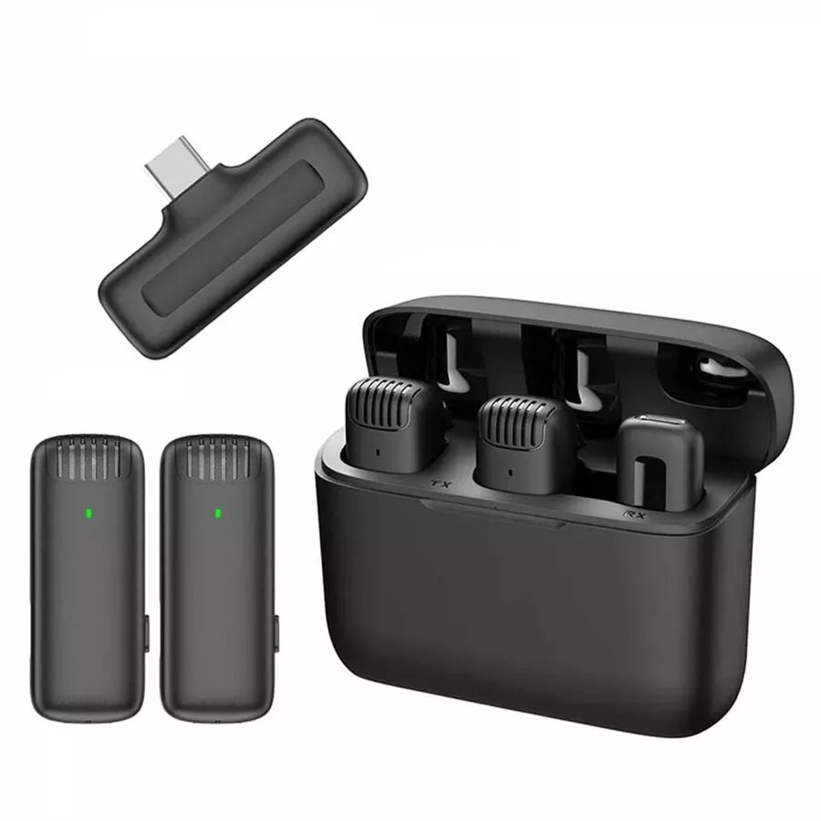 J13 Wireless Lavalier Microphone with Charging Case (Type-C) – Plug & Play, 3-Step Noise Cancellation, 20M Range, Clear Timbre Audio for Vlogging, Podcasting & Interviews