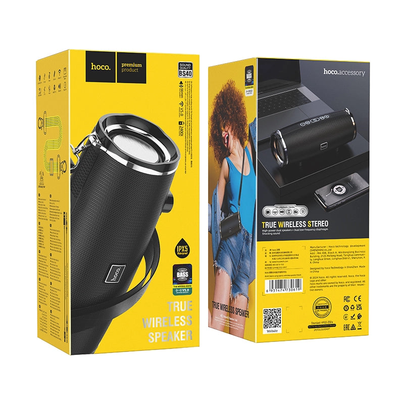 BS40 Desire Song Sports Portable Wireless Loudspeaker – Splashproof Bluetooth Speaker with Built-In Mic, Carry Strap & Long Battery Life