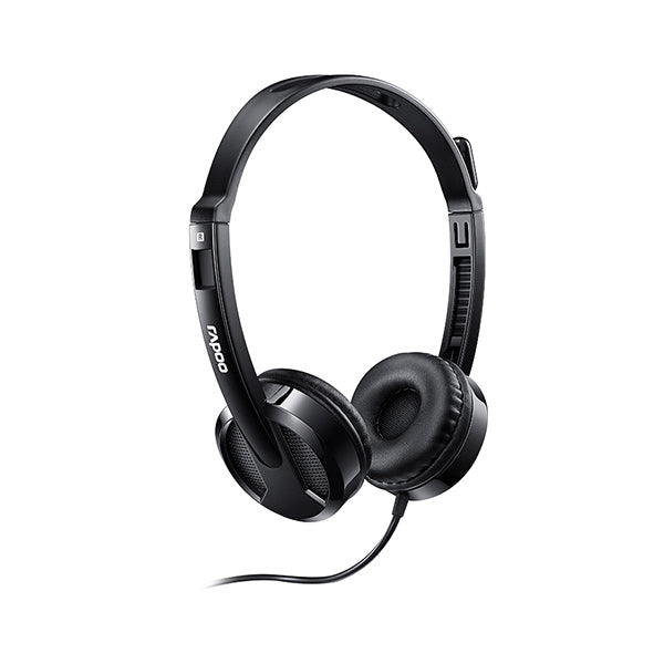 Rapoo H120 USB Stereo Wired Headset (Black) – High-Quality Stereo Sound, Flexible Rotary Microphone, Lightweight Ergonomic Design & 1-Year Warranty
