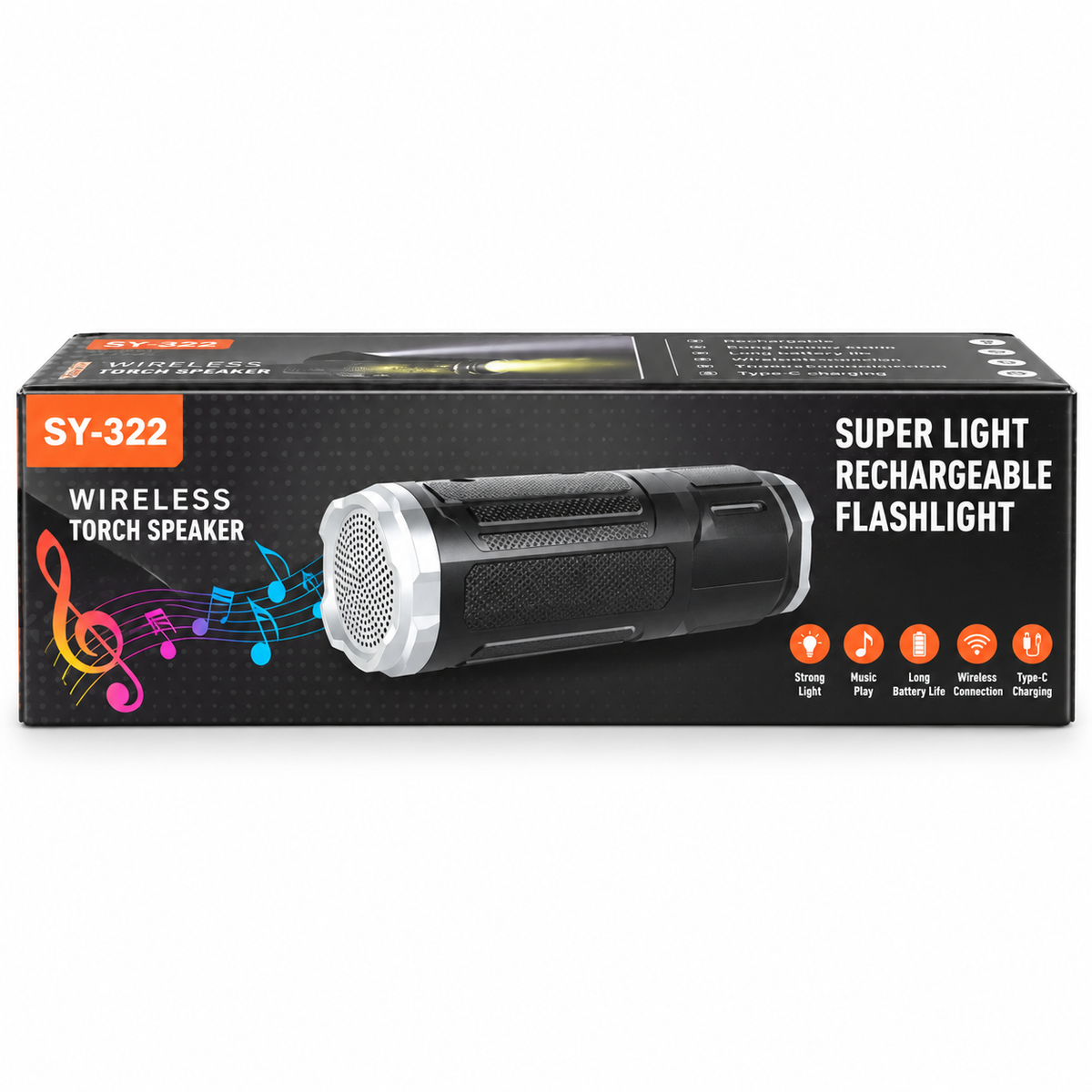 Deepartner Portable Bluetooth Outdoor Speaker – Wireless Mini Speaker with Zoomable Flashlight, 4 Dimming Modes, FM Radio & Long-Lasting Battery (140g)