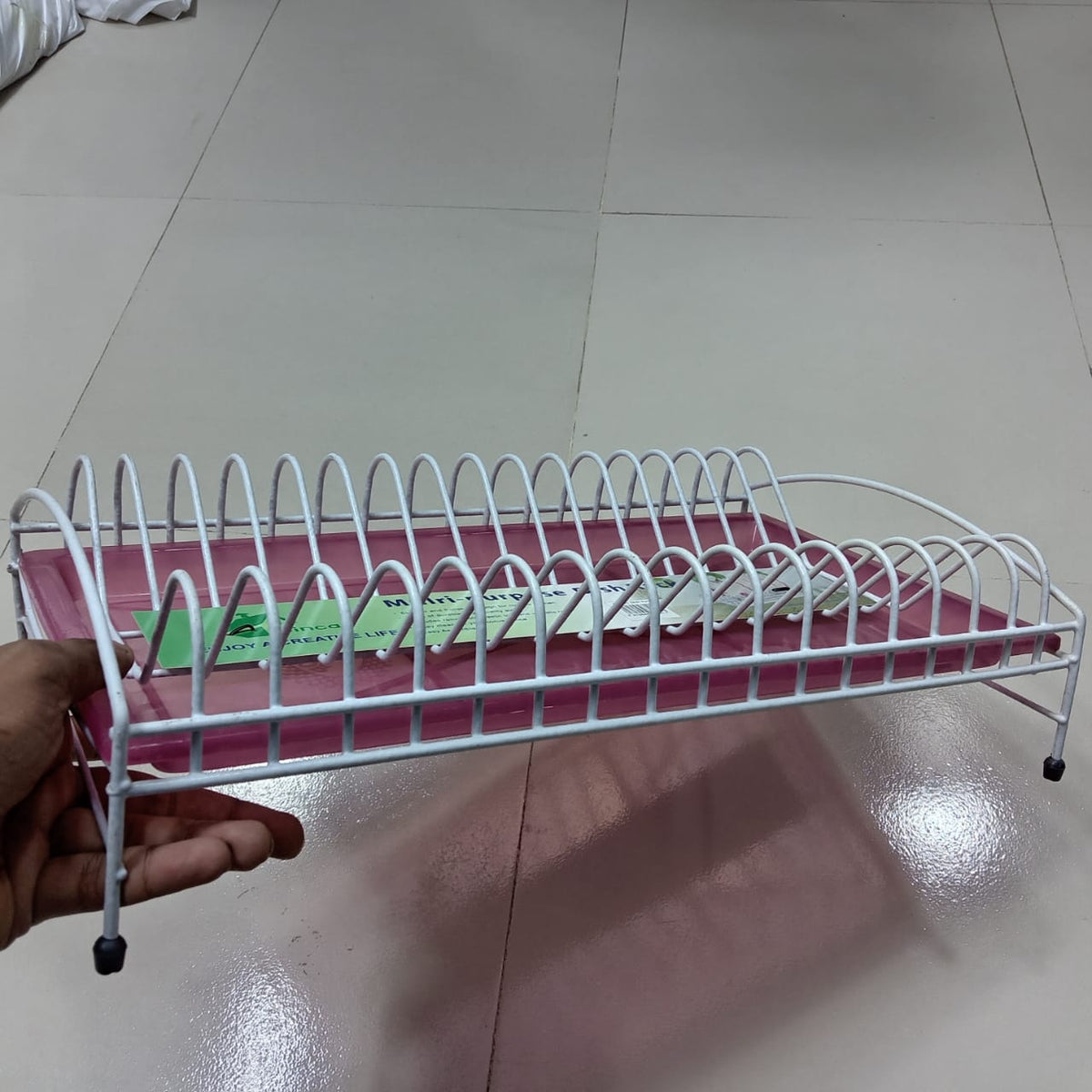 Binca Multi-Purpose Dish Rack – Elegant Steel Kitchen Dish Drainer with Removable Plastic Tray & Utensils Holder