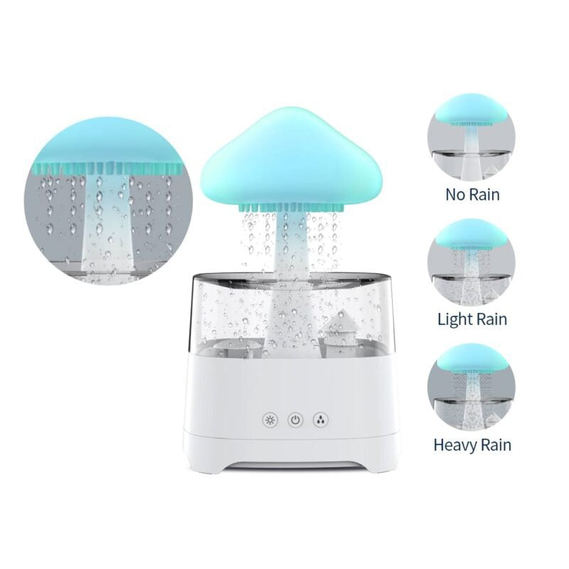 5-in-1 Rain Cloud Humidifier & Bluetooth Speaker – 450ml Capacity, Relaxing Rain Sound, 7-Color Ambient Light & Smart Anti-Dry Protection