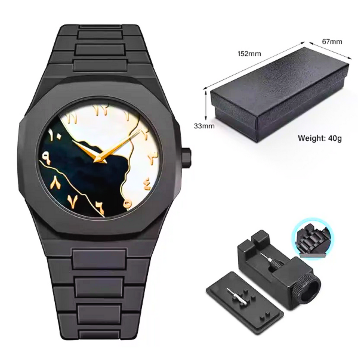 Aura watch Black for mens's  Modern Creative Design ( Black)
