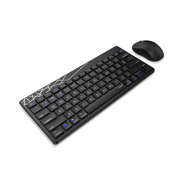 Rapoo 8000S Wireless Keyboard and Mouse Combo (Black) – 2.4GHz Stable Wireless, Spill-Resistant Design, 1000 DPI Optical Mouse, Long Battery Life & 2-Year Warranty