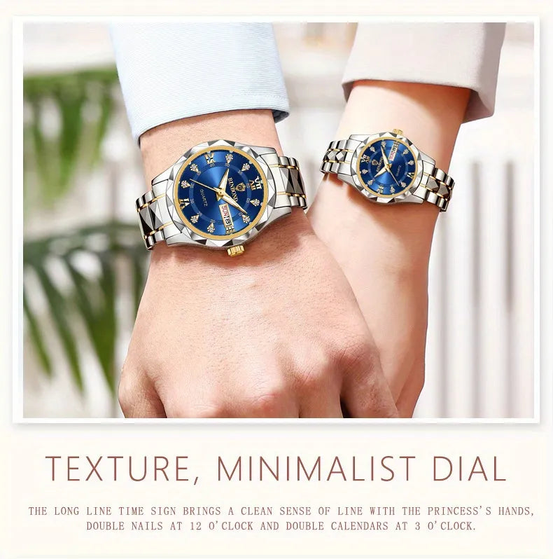 BINBOND Top Brand Luxury Fashion Couple Watches 30M Week Date Clock Sport Quartz