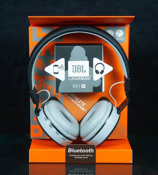 JBL 881A Wireless Bluetooth Headphone – Over-Ear Stereo Headset with Deep Bass, TF Card, FM Radio, AUX, Built-in Mic & Comfortable Cushion Design