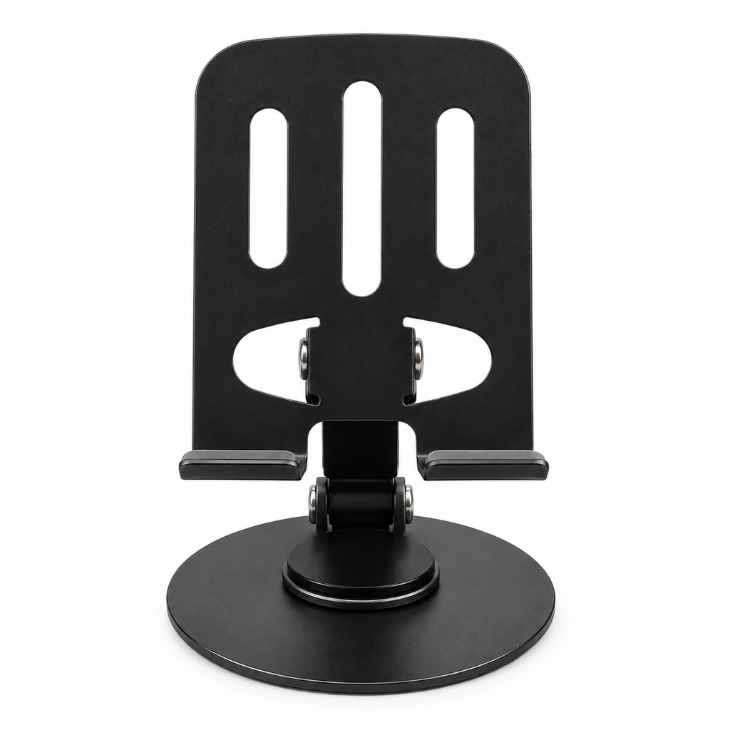 360° Rotatable Desktop Phone & Tablet Holder Stand – Foldable Aluminum Alloy Adjustable Mount with Anti-Slip Rubber Base for 4.7" to 13" Devices