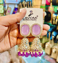 Premium Lavender & Purple Stone Kundan Jhumka Earrings (Lavender & Purple Kundan Jhumka Earrings)
