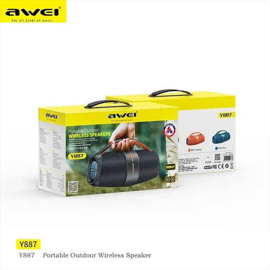 Awei Y887 Portable Outdoor Wireless Bluetooth Speaker – 20W Stereo Sound, Bluetooth 5.3, IPX5 Waterproof, 3600mAh Battery & RGB Breathing Lights