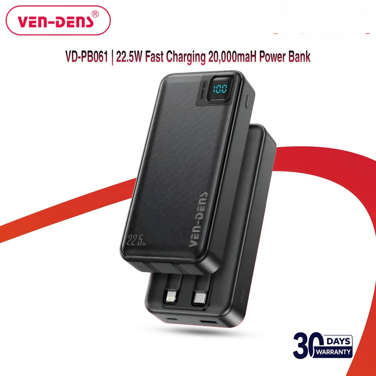 Ven-Dens VD-PB061 20000mAh 22.5W Power Bank Fast Charging High Quality Powerbank