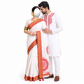 Special Puja Collection: Traditional Red-and-White Couple Set
