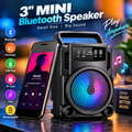 GTS 3-Inch Portable Wireless Mini Bluetooth Speaker – 5W PMPO Sound, TWS Stereo, FM Radio, USB & TF Card Support with Rechargeable Battery