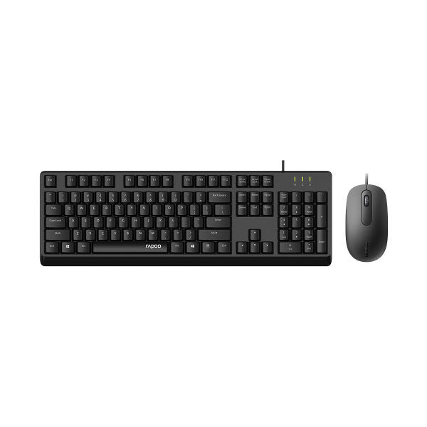 Rapoo X130 Pro Wired Keyboard and Mouse Combo (Black) – Full-Size Layout, High-Precision Optical Mouse, Plug-and-Play USB Connection & 2-Year Warranty
