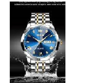 Butter Fly Lock OLEVS 9931G New Exclusive Design Quartz Watch for Men (Blue)