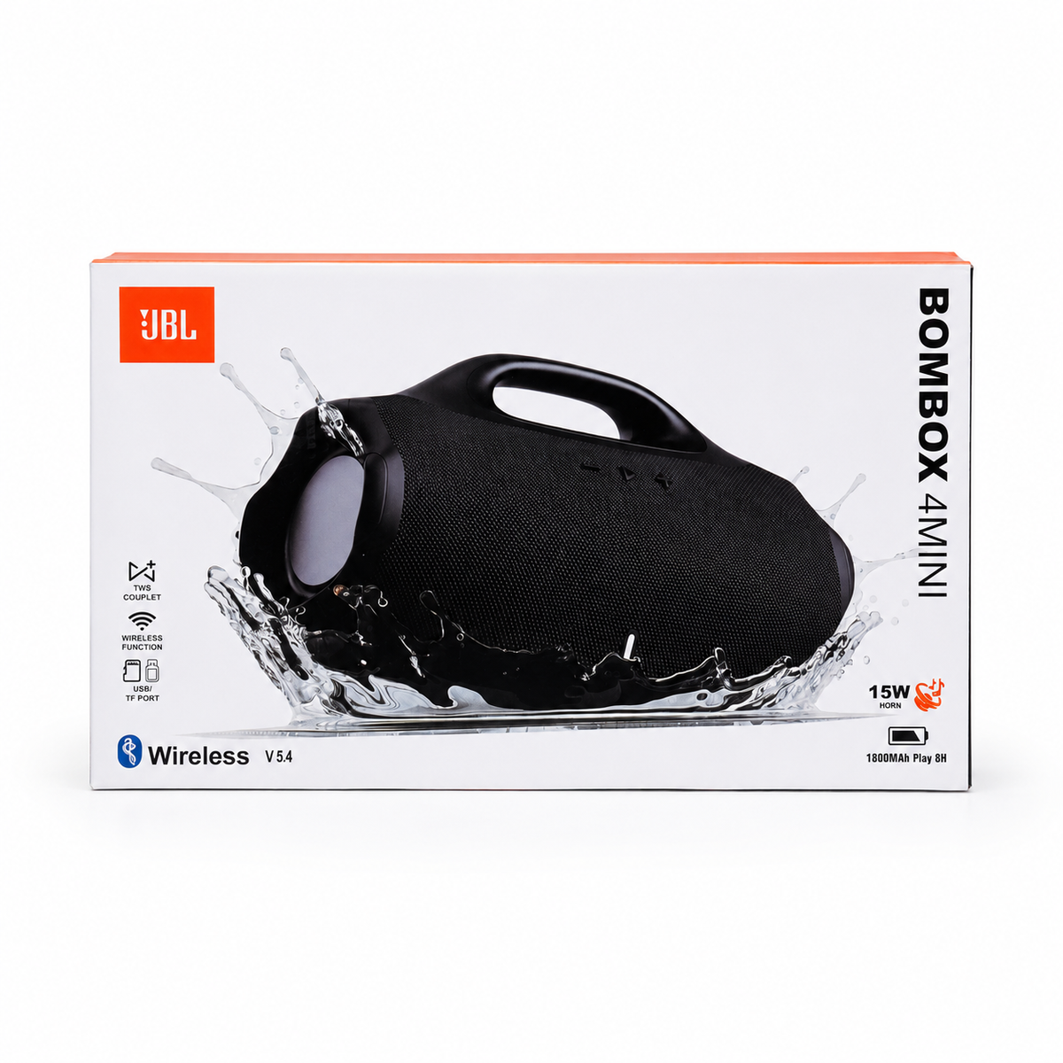 JBL Boombox 4 Mini Portable Wireless Speaker – 15W Power, Bluetooth 5.4, TWS Stereo, 1800mAh Battery, 8H Playtime & Splashproof Outdoor Speaker