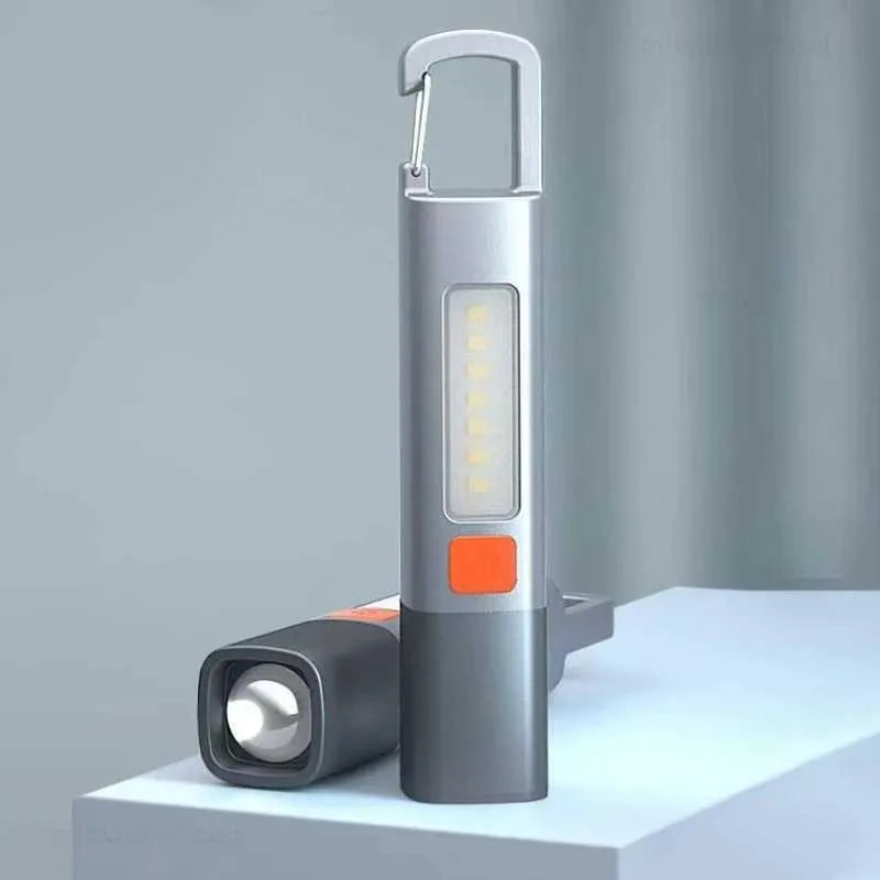 High Power LED Portable COB Zoomable Flashlight – USB Rechargeable Waterproof Mini Torch with Multi-Bright Modes, Backup Battery & Adjustable Focus for Outdoor & Emergency