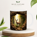 Wild Nature Deer Ceramic Mug – Premium Wraparound Design Coffee Mug with Forest & Stag Print, Microwave & Dishwasher Safe