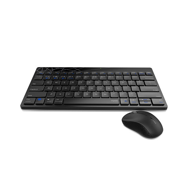 Rapoo 8000S Wireless Keyboard and Mouse Combo (Black) – 2.4GHz Stable Wireless, Spill-Resistant Design, 1000 DPI Optical Mouse, Long Battery Life & 2-Year Warranty
