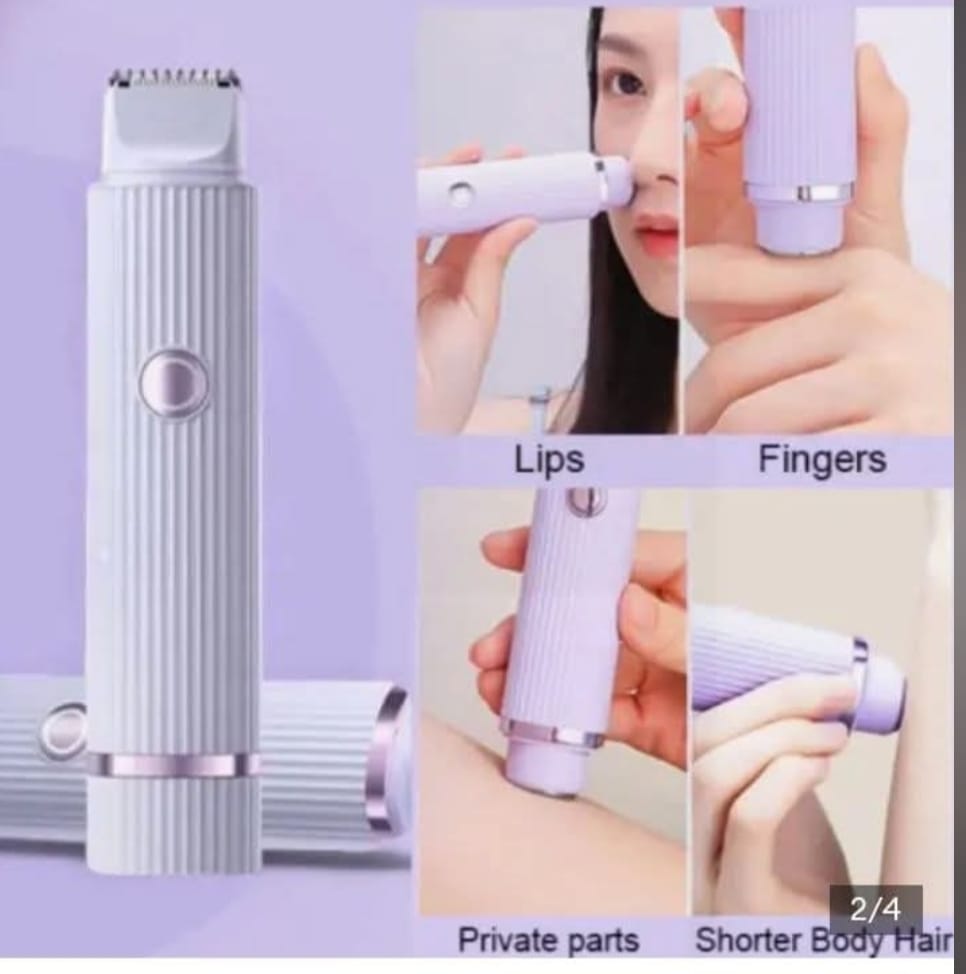 2-in-1 Multifunctional Women’s Electric Trimmer & Shaver – Painless Portable Facial, Body & Private Parts Hair Remover with USB Charging & Light Purple Design