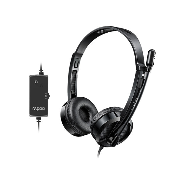 Rapoo H120 USB Stereo Wired Headset (Black) – High-Quality Stereo Sound, Flexible Rotary Microphone, Lightweight Ergonomic Design & 1-Year Warranty