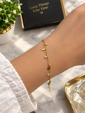 Anti-tarnish Golden Crescent Moon and Crystal Charm Bracelet