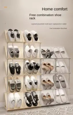 5 Layer Vertical Shoe Rack Space Saving Cabinet With Strong Load Bearing Stainless Steel Stand