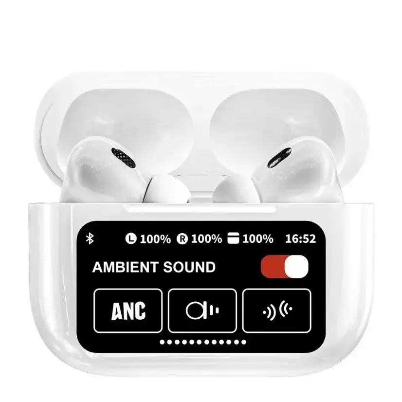 A9 Pro ANC True Wireless Earbuds – Smart Touch Screen Charging Case, Active Noise Cancellation, 13mm Drivers, GPS Location & 35H Battery