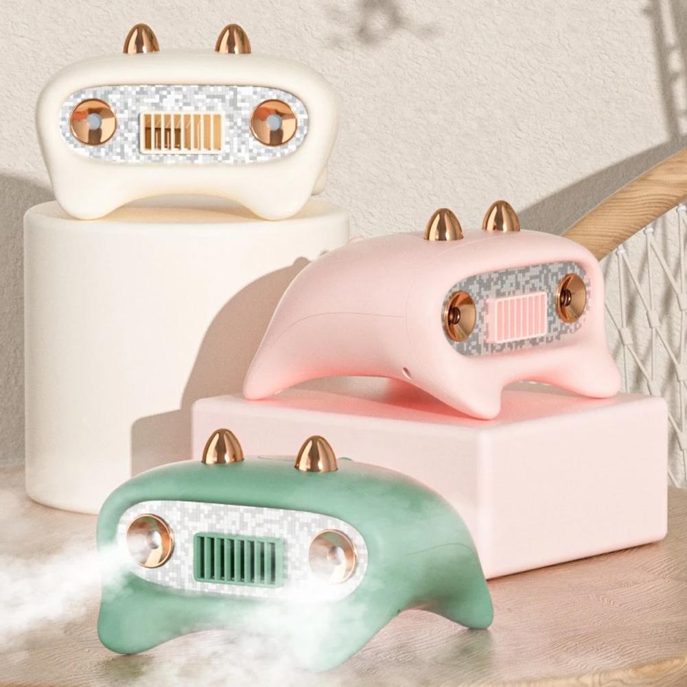 Cute Cat Ear Dual Spray Humidifier & Desktop Fan – Portable USB Rechargeable Air Cooling Mist Diffuser with Soft Ambient Light for Home & Office