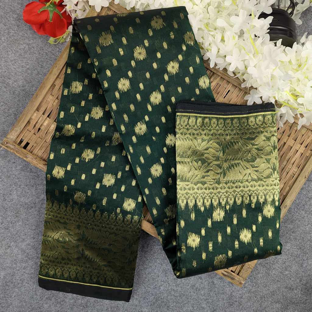 Half Silk Jamdani Saree (Black, Green, Pink,  Lavender, Maroon )