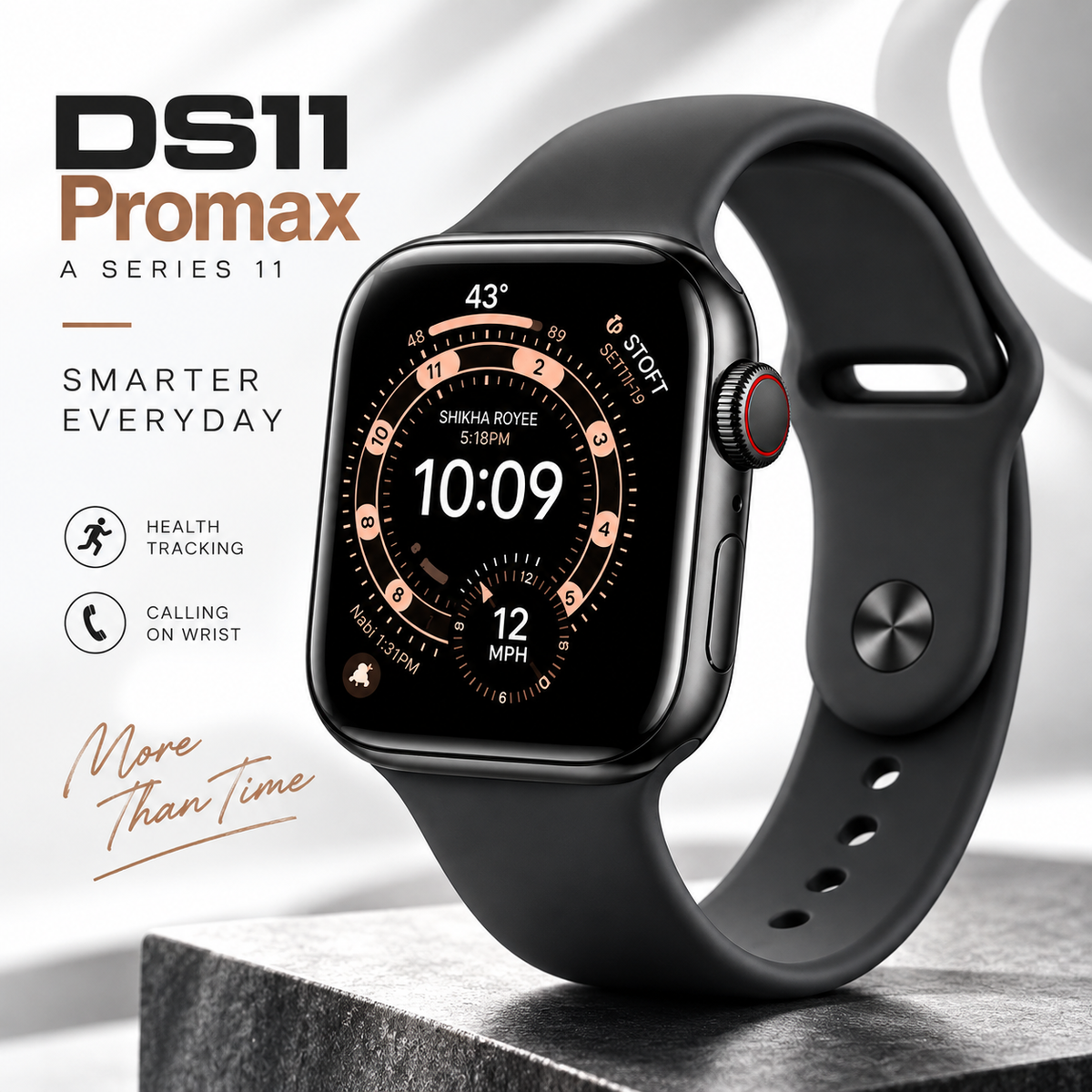 DS11 ProMax Series 11 Smartwatch (7-in-1 Combo) – 2.01" Big Full Infinite Display, Bluetooth Calling, 7 Interchangeable Premium Straps (Silicon & Ocean), Magnetic Wireless Charging & Health Trackers
