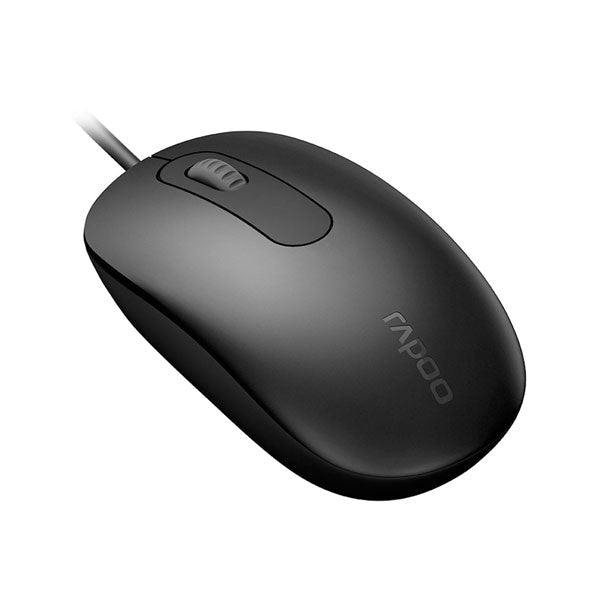 Rapoo N200 Wired Optical Mouse (Black) – 1000 DPI Precision Sensor, Ambidextrous Ergonomic Design, 1.5M Cable & 2-Year Warranty