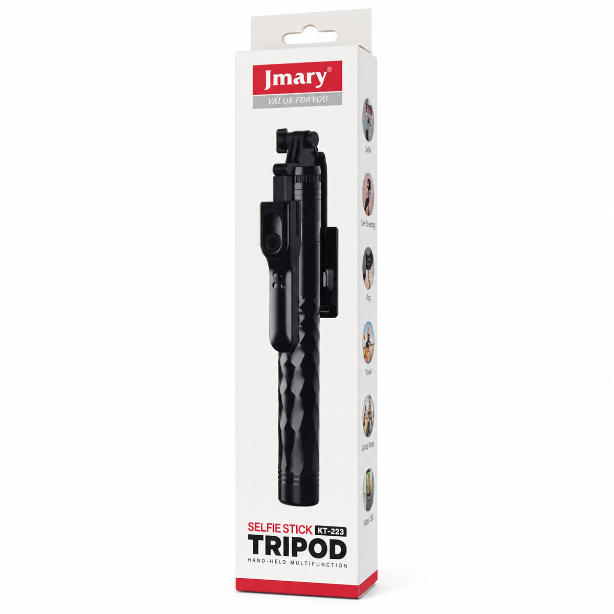 JMARY KT-239 1.75M Handheld Selfie Stick & Tripod Stand 2-in-1 – Extendable Vlogging Monopod with Universal Compatibility for Smartphones & Cameras