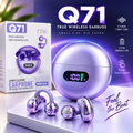 Q71 True Wireless Open-Ear / Ear Clip Earbuds – Digital LED Display, HD Stereo Sound, Noise Reduction Call Feature, 30mAh Earbud & 180mAh Charging Case for Sports & Daily Use