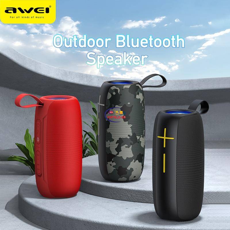 Awei Y370 Portable Wireless Bluetooth Speaker – 20W Dual Drivers, Bluetooth 5.0, IPX6 Waterproof, 3600mAh Battery, Sideband LED Lights & FM/USB Support