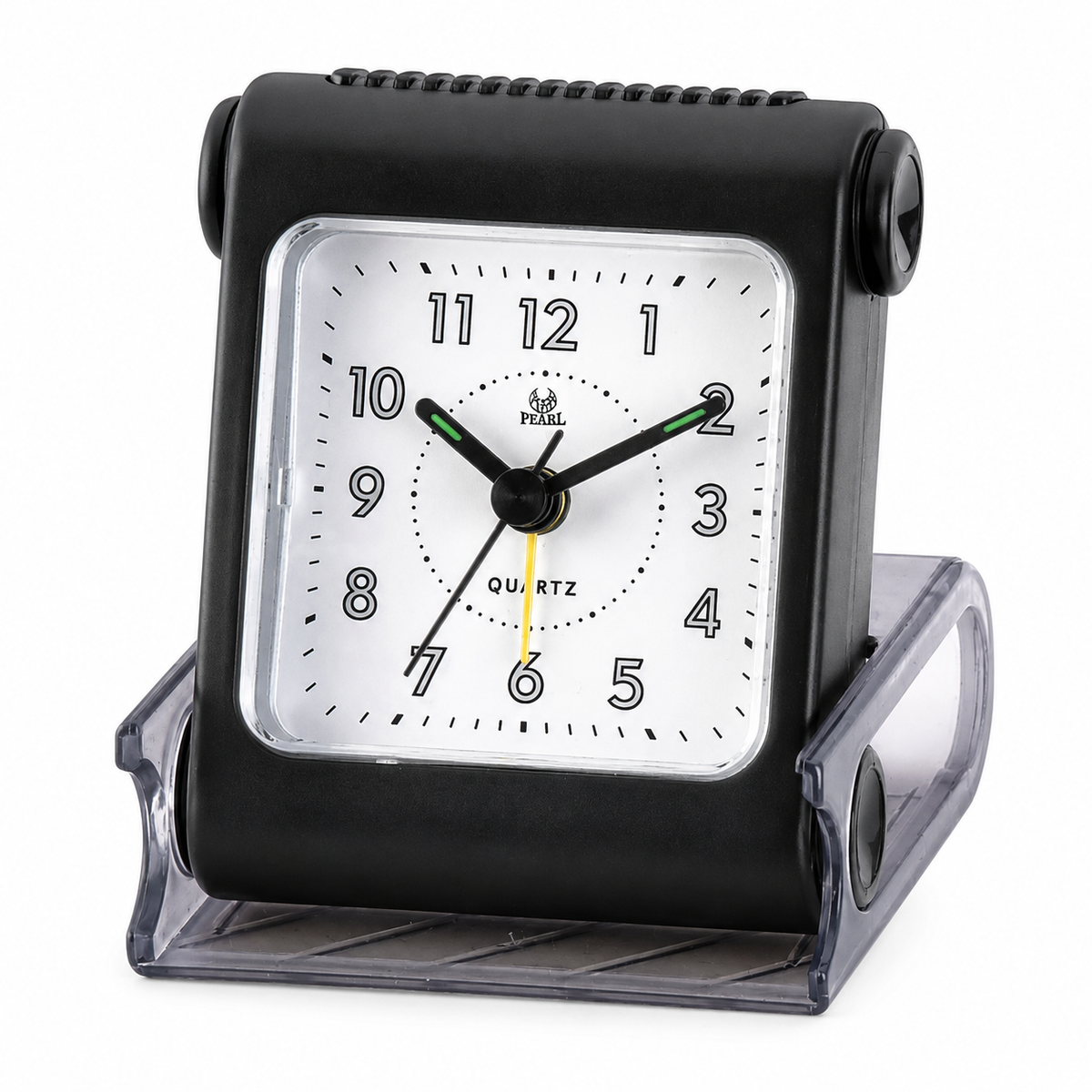 Foldable Travel Alarm Clock – Portable Quartz Analog Clock with Night Light, Battery Included (Multicolor, Acrylic)