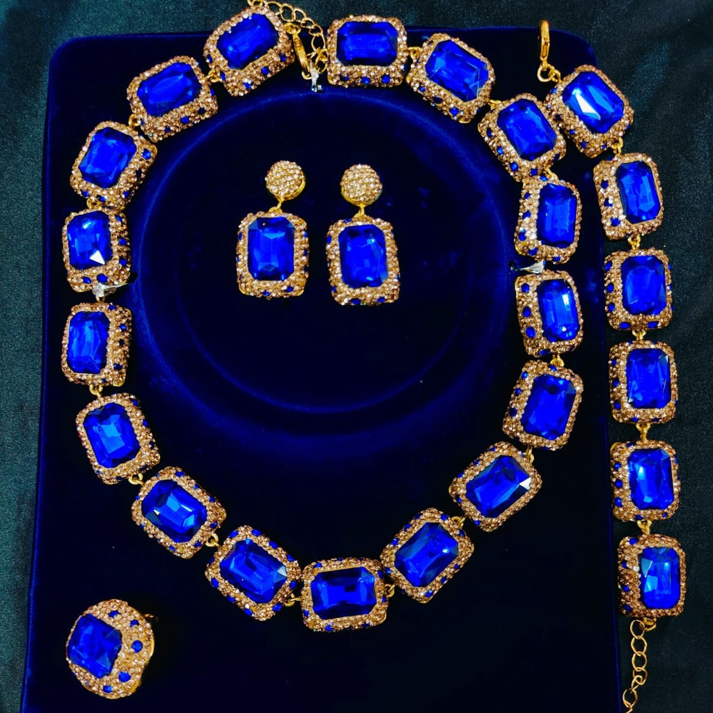 Premium Royal Blue Bridal & Party Jewelry Set