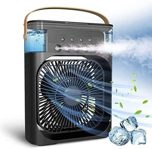 Extonic ET-C702 3-in-1 Air Cooler USB Fan – Portable Mist Fan with 600ml Water Tank, Multi-Color LED Night Light, Smart Timer & Type-C Desktop Cooling Fan