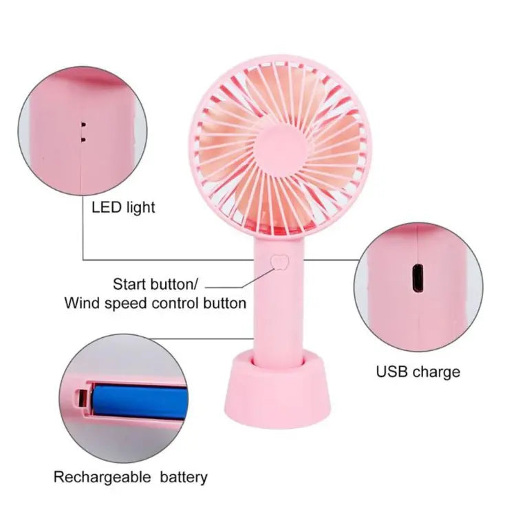 Mini Stylish Rechargeable Handheld Fan – Portable USB Pocket Fan with 3-Speed Modes, 2000mAh Lithium Battery & Compact Design for Outdoor & Travel