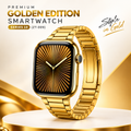 ZT-009 Series 10 Golden Edition Smartwatch (7-in-1 Combo) – 49mm Bold Case, 2.01" Infinite Display, Bluetooth Calling, 7 Interchangeable Straps (Metal Chain & Silicon) & Wireless Charging