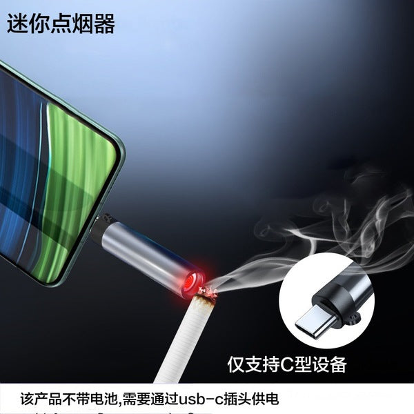 USB-C Mini Flameless Lighter (Tungsten Wire, Blow-to-Ignite) – Portable Windproof Electronic Lighter, Type-C Direct Plug-in & Auto Shut-Off Safety Design