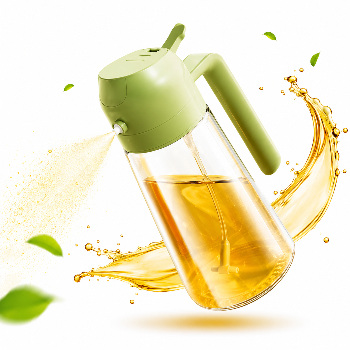2-in-1 Sprayable & Pourable Oil Bottle – Dual-Function Glass Oil Dispenser with Leakproof Design & Large Mouth for Kitchen Cooking (450ml/600ml)