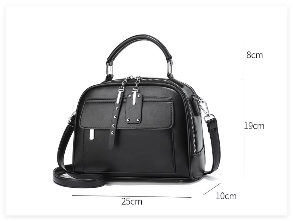 High end ladies' handbag multi-layer large capacity commuting bag(Black)